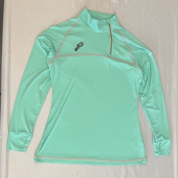 COLUMBIA GOLF Womens Long Sleeve Asymmetrical Neck Zip Lightweight Shirt Size LG - Picture 1 of 9